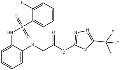 2-[(2-([(2-FLUOROPHENYL)SULFONYL]AMINO)PHENYL)SULFANYL]-N-[5-(TRIFLUOROMETHYL)-1,3,4-THIADIAZOL-2-YL]ACETAMIDE 结构式