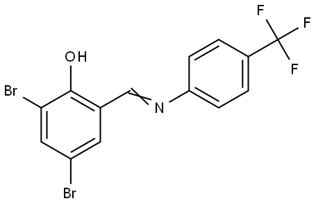 2,4-Dibromo-6-(([4-(trifluoromethyl)phenyl]imino)methyl)benzenol 结构式