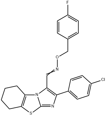 2-(4-CHLOROPHENYL)-5,6,7,8-TETRAHYDROIMIDAZO[2,1-B][1,3]BENZOTHIAZOLE-3-CARBALDEHYDE O-(4-FLUOROBENZYL)OXIME 结构式