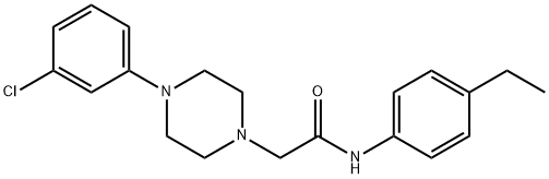 2-[4-(3-CHLOROPHENYL)PIPERAZINO]-N-(4-ETHYLPHENYL)ACETAMIDE 结构式