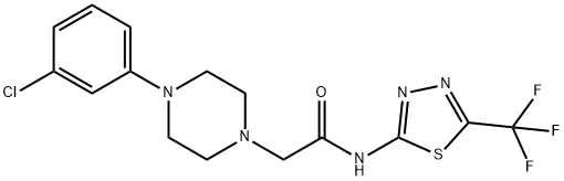 2-[4-(3-Chlorophenyl)piperazino]-N-[5-(trifluoromethyl)-1,3,4-thiadiazol-2-yl]acetamide 结构式