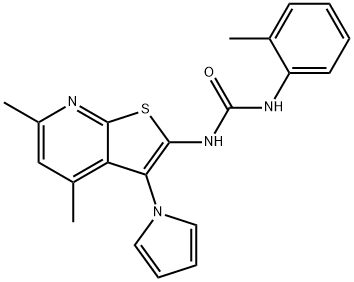 1-(4,6-二甲基-3-(1H-吡咯-1-基)噻吩并[2,3-B]吡啶-2-基)-3-(邻甲苯基)脲 结构式