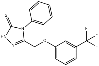 4-PHENYL-5-([3-(TRIFLUOROMETHYL)PHENOXY]METHYL)-4H-1,2,4-TRIAZOL-3-YLHYDROSULFIDE 结构式