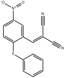 2-([5-NITRO-2-(PHENYLSULFANYL)PHENYL]METHYLENE)MALONONITRILE 结构式