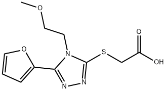 [5-FURAN-2-YL-4-(2-METHOXY-ETHYL)-4H-[1,2,4]TRIAZOL-3-YLSULFANYL]-ACETIC ACID 结构式