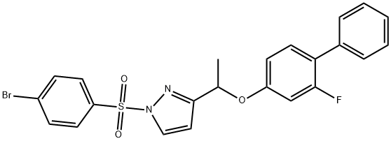 1-(1-[(4-BROMOPHENYL)SULFONYL]-1H-PYRAZOL-3-YL)ETHYL 2-FLUORO[1,1'-BIPHENYL]-4-YL ETHER 结构式