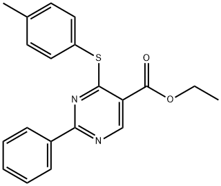 ETHYL 4-[(4-METHYLPHENYL)SULFANYL]-2-PHENYL-5-PYRIMIDINECARBOXYLATE 结构式