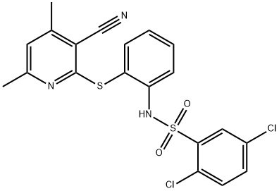 2,5-DICHLORO-N-(2-[(3-CYANO-4,6-DIMETHYL-2-PYRIDINYL)SULFANYL]PHENYL)BENZENESULFONAMIDE 结构式