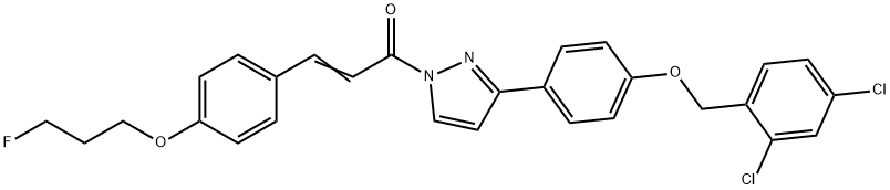 (E)-1-(3-(4-[(2,4-DICHLOROBENZYL)OXY]PHENYL)-1H-PYRAZOL-1-YL)-3-[4-(3-FLUOROPROPOXY)PHENYL]-2-PROPEN-1-ONE 结构式