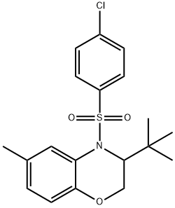 3-(TERT-BUTYL)-4-[(4-CHLOROPHENYL)SULFONYL]-6-METHYL-3,4-DIHYDRO-2H-1,4-BENZOXAZINE 结构式