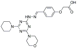 (E)-2-(4-((2-(4-MORPHOLINO-6-(PIPERIDIN-1-YL)-1,3,5-TRIAZIN-2-YL)HYDRAZONO)METHYL)PHENOXY)ACETIC ACID 结构式