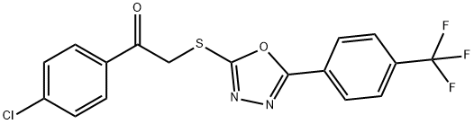 1-(4-CHLOROPHENYL)-2-((5-[4-(TRIFLUOROMETHYL)PHENYL]-1,3,4-OXADIAZOL-2-YL)SULFANYL)-1-ETHANONE 结构式