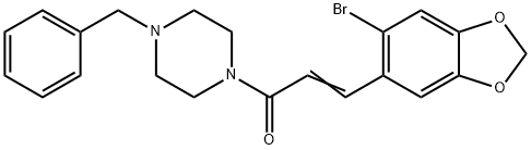 (E)-1-(4-BENZYLPIPERAZINO)-3-(6-BROMO-1,3-BENZODIOXOL-5-YL)-2-PROPEN-1-ONE 结构式