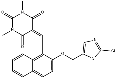 5-((2-[(2-CHLORO-1,3-THIAZOL-5-YL)METHOXY]-1-NAPHTHYL)METHYLENE)-1,3-DIMETHYL-2,4,6(1H,3H,5H)-PYRIMIDINETRIONE 结构式