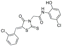 2-[(5Z)-5-(2-CHLOROBENZYLIDENE)-4-OXO-2-THIOXO-1,3-THIAZOLIDIN-3-YL]-N-(5-CHLORO-2-HYDROXYPHENYL)ACETAMIDE 结构式