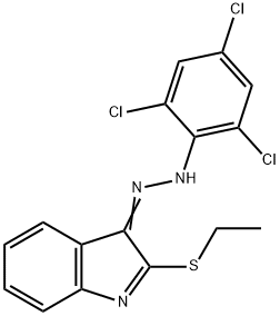 2-(ETHYLSULFANYL)-3H-INDOL-3-ONE N-(2,4,6-TRICHLOROPHENYL)HYDRAZONE 结构式