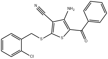 4-AMINO-5-BENZOYL-2-[(2-CHLOROBENZYL)SULFANYL]-3-THIOPHENECARBONITRILE 结构式