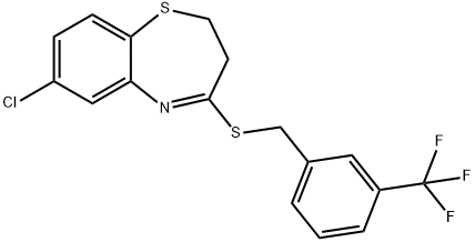 7-CHLORO-2,3-DIHYDRO-1,5-BENZOTHIAZEPIN-4-YL 3-(TRIFLUOROMETHYL)BENZYL SULFIDE 结构式