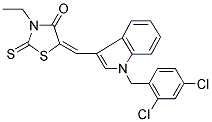 (5E)-5-{[1-(2,4-Dichlorobenzyl)-1H-indol-3-yl]methylene}-3-ethyl-2-thioxo-1,3-thiazolidin-4-one 结构式