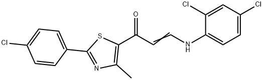 (E)-1-[2-(4-CHLOROPHENYL)-4-METHYL-1,3-THIAZOL-5-YL]-3-(2,4-DICHLOROANILINO)-2-PROPEN-1-ONE 结构式