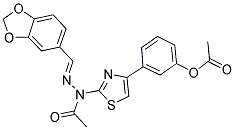 3-{2-[(2E)-1-ACETYL-2-(1,3-BENZODIOXOL-5-YLMETHYLENE)HYDRAZINO]-1,3-THIAZOL-4-YL}PHENYL ACETATE 结构式