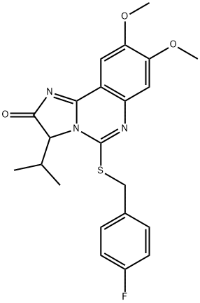 5-[(4-FLUOROBENZYL)SULFANYL]-3-ISOPROPYL-8,9-DIMETHOXYIMIDAZO[1,2-C]QUINAZOLIN-2(3H)-ONE 结构式