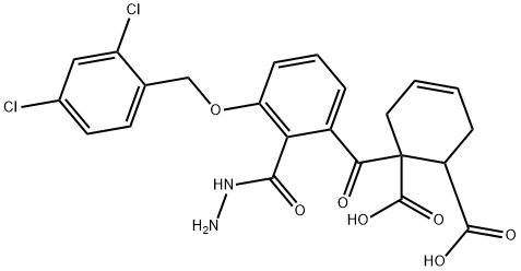 6-[(2-(3-[(2,4-DICHLOROBENZYL)OXY]BENZOYL)HYDRAZINO)CARBONYL]-3-CYCLOHEXENE-1-CARBOXYLIC ACID 结构式
