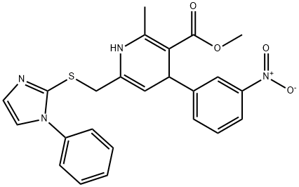 METHYL 2-METHYL-4-(3-NITROPHENYL)-6-([(1-PHENYL-1H-IMIDAZOL-2-YL)SULFANYL]METHYL)-1,4-DIHYDRO-3-PYRIDINECARBOXYLATE 结构式