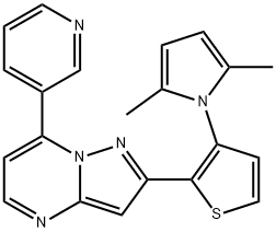 2-[3-(2,5-DIMETHYL-1H-PYRROL-1-YL)-2-THIENYL]-7-(3-PYRIDINYL)PYRAZOLO[1,5-A]PYRIMIDINE 结构式