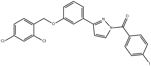 (3-(3-[(2,4-DICHLOROBENZYL)OXY]PHENYL)-1H-PYRAZOL-1-YL)(4-IODOPHENYL)METHANONE 结构式