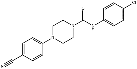 N-(4-Chlorophenyl)-4-(4-cyanophenyl)tetrahydro-1(2H)-pyrazinecarboxamide 结构式