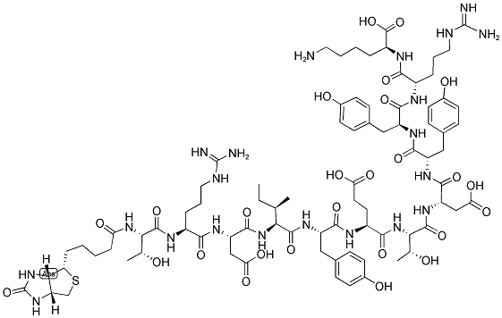 BIOTIN-THR-ARG-ASP-ILE-TYR-GLU-THR-ASP-TYR-TYR-ARG-LYS-OH 结构式