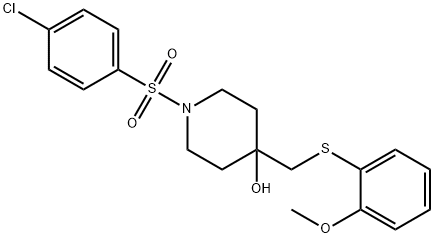 1-[(4-CHLOROPHENYL)SULFONYL]-4-([(2-METHOXYPHENYL)SULFANYL]METHYL)-4-PIPERIDINOL 结构式