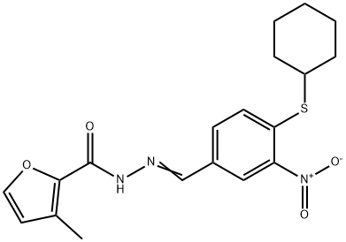 N'-([4-(CYCLOHEXYLSULFANYL)-3-NITROPHENYL]METHYLENE)-3-METHYL-2-FUROHYDRAZIDE 结构式