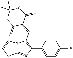 5-([6-(4-Bromophenyl)imidazo[2,1-b][1,3]thiazol-5-yl]methylene)-2,2-dimethyl-1,3-dioxane-4,6-dione 结构式