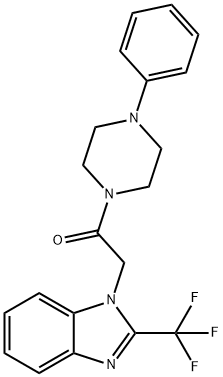 1-(4-PHENYLPIPERAZINO)-2-[2-(TRIFLUOROMETHYL)-1H-1,3-BENZIMIDAZOL-1-YL]-1-ETHANONE 结构式