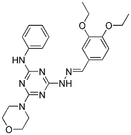 (E)-4-(2-(3,4-DIETHOXYBENZYLIDENE)HYDRAZINYL)-6-MORPHOLINO-N-PHENYL-1,3,5-TRIAZIN-2-AMINE 结构式