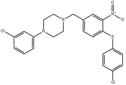 1-(3-Chlorophenyl)-4-(4-[(4-chlorophenyl)sulfanyl]-3-nitrobenzyl)piperazine 结构式