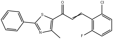 (E)-3-(2-CHLORO-6-FLUOROPHENYL)-1-(4-METHYL-2-PHENYL-1,3-THIAZOL-5-YL)-2-PROPEN-1-ONE 结构式