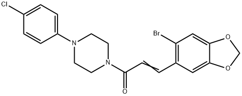 (E)-3-(6-BROMO-1,3-BENZODIOXOL-5-YL)-1-[4-(4-CHLOROPHENYL)PIPERAZINO]-2-PROPEN-1-ONE 结构式
