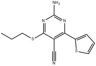 2-AMINO-4-(PROPYLSULFANYL)-6-(2-THIENYL)-5-PYRIMIDINECARBONITRILE 结构式