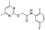 2-[(4,6-DIMETHYL-2-PYRIMIDINYL)SULFANYL]-N-(5-FLUORO-2-METHYLPHENYL)ACETAMIDE 结构式