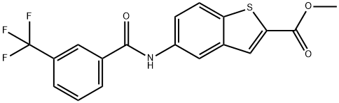 5-(3-(三氟甲基)苯甲酰胺基)苯并[B]噻吩-2-羧酸甲酯 结构式