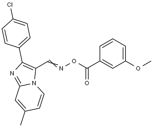 2-(4-Chlorophenyl)-3-(([(3-methoxybenzoyl)oxy]imino)methyl)-7-methylimidazo[1,2-a]pyridine 结构式