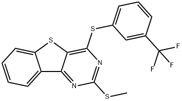 2-(METHYLSULFANYL)-4-([3-(TRIFLUOROMETHYL)PHENYL]SULFANYL)[1]BENZOTHIENO[3,2-D]PYRIMIDINE 结构式