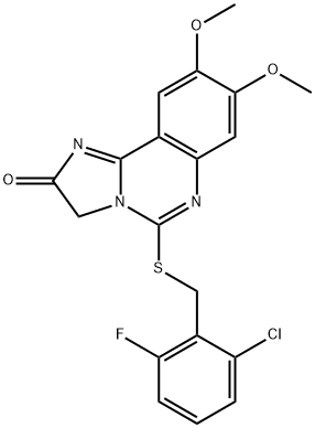 5-[(2-CHLORO-6-FLUOROBENZYL)SULFANYL]-8,9-DIMETHOXYIMIDAZO[1,2-C]QUINAZOLIN-2(3H)-ONE 结构式