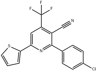 2-(4-CHLOROPHENYL)-6-(2-THIENYL)-4-(TRIFLUOROMETHYL)NICOTINONITRILE 结构式