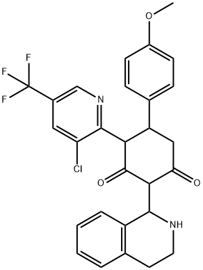 4-[3-Chloro-5-(trifluoromethyl)-2-pyridinyl]-5-(4-methoxyphenyl)-2-(1,2,3,4-tetrahydro-1-isoquinolinyl)-1,3-cyclohexanedione 结构式