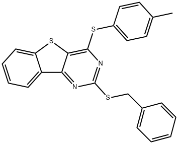 2-(BENZYLSULFANYL)-4-[(4-METHYLPHENYL)SULFANYL][1]BENZOTHIENO[3,2-D]PYRIMIDINE 结构式