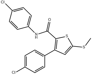 N,3-BIS(4-CHLOROPHENYL)-5-(METHYLSULFANYL)-2-THIOPHENECARBOXAMIDE 结构式